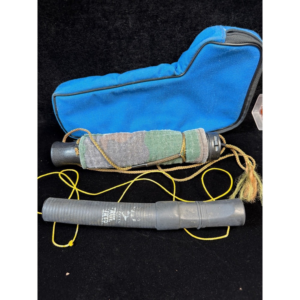 HS Calls True Talker Deer Call Hunting Grunt Tube Camo with Blue Zipper Case